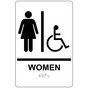 White ADA Braille WOMEN Accessible Restroom Sign RRE-130_Black_on_White