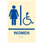 Ivory ADA Braille WOMEN Accessible Restroom Sign RRE-130_Blue_on_Ivory