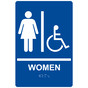 Blue ADA Braille WOMEN Accessible Restroom Sign RRE-130_White_on_Blue