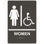 Charcoal Gray ADA Braille WOMEN Accessible Restroom Sign RRE-130_White_on_CharcoalGray