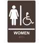 Dark Brown ADA Braille WOMEN Accessible Restroom Sign RRE-130_White_on_DarkBrown