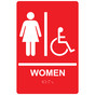 Red ADA Braille WOMEN Accessible Restroom Sign RRE-130_White_on_Red