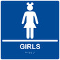 Square Blue ADA Braille GIRLS Sign - RRE-135-99_White_on_Blue