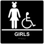 Square Black ADA Braille Accessible GIRLS Sign - RRE-140-99_White_on_Black