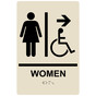 Almond ADA Braille Accessible WOMEN Restroom Right Sign with Symbol RRE-14856_Black_on_Almond