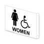 Projection-Mount White Accessible WOMEN Restroom Sign With Symbol
