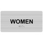 Brushed Silver ADA Braille Women Sign with Tactile Text - RSME-650_Black_on_BrushedSilver