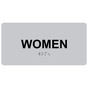 Silver ADA Braille Women Sign with Tactile Text - RSME-650_Black_on_Silver