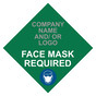Green Face Mask Required Diamond Floor Label with Company Name and / or Logo CS427186