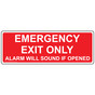 Emergency Exit Only Alarm Will Sound If Opened Label NHE-13984