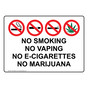No Smoking No Vaping No E-Cigarettes Sign With Symbol NHE-39028