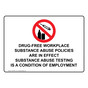 Drug-Free Workplace Sign NHE-8054