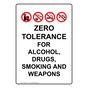 Portrait Zero Tolerance For Alcohol, Sign With Symbol NHEP-14101