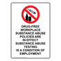 Portrait Drug-Free Workplace Substance Sign With Symbol NHEP-8054