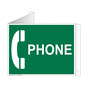 Green Triangle-Mount PHONE Sign With Symbol NHE-7260Tri