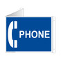 Blue Triangle-Mount PHONE Sign With Symbol NHE-7265Tri