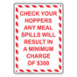 Portrait Check Your Hoppers Any Meal Spills Sign NHEP-30615