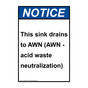 Portrait ANSI NOTICE Sink Drain AWN Acid Waste Neutralization Sign ANEP-27668