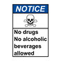 Portrait ANSI NOTICE No Drugs No Alcoholic Beverages Allowed Sign with Symbol ANEP-8303