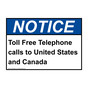 ANSI NOTICE Toll Free Telephone calls to United States Sign ANE-30622