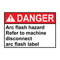 ANSI DANGER Arc flash hazard Refer to machine disconnect Sign ADE-27027