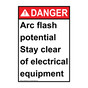 Portrait ANSI DANGER Arc flash potential Stay clear Sign ADEP-50043
