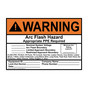 ANSI WARNING Arc Flash Hazard Appropriate PPE Required Sign AWE-28044