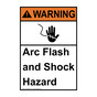 Portrait ANSI WARNING Arc Flash And Shock Hazard Sign with Symbol AWEP-9625