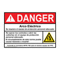 Spanish ANSI DANGER Arc Flash Hazard PPE Required Sign With Symbol ADS-9619