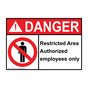 ANSI DANGER Restricted Area Authorized Employees Only Sign with Symbol ADE-5555