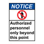 Portrait ANSI NOTICE Authorized Personnel Only Sign with Symbol ANEP-1340