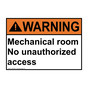 ANSI WARNING Mechanical Room No Unauthorized Access Sign AWE-8252