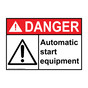 ANSI DANGER Automatic Start Equipment Sign with Symbol ADE-1345