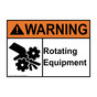 ANSI WARNING Rotating Equipment Sign with Symbol AWE-9492