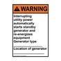 Portrait ANSI WARNING Interrupting utility power automatically Sign AWEP-27038