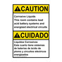 English + Spanish ANSI CAUTION Corrosive Liquids This room contains lead acid battery Sign ACB-8513-R