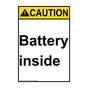 Portrait ANSI CAUTION Battery inside Sign ACEP-28314