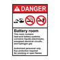 Portrait ANSI DANGER Battery room Sign with Symbol ADEP-16462
