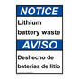 English + Spanish ANSI NOTICE Lithium Battery Waste Sign ANB-8231