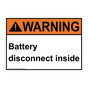 ANSI WARNING Battery disconnect inside Sign AWE-28318