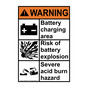 Portrait ANSI WARNING Battery charging area Risk of explosion Sign with Symbol AWEP-28079