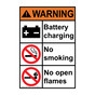 Portrait ANSI WARNING Battery charging No smoking No flames Sign with Symbol AWEP-28080