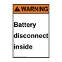 Portrait ANSI WARNING Battery disconnect inside Sign AWEP-28318