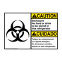 English + Spanish ANSI CAUTION Biohazard No food or drink to be stored Sign With Symbol ACB-1470