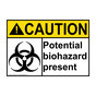 ANSI CAUTION Potential Biohazard Present Sign with Symbol ACE-5335