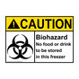 ANSI CAUTION Biohazard No Food Or Drink Sign with Symbol ACE-7937