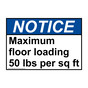ANSI NOTICE Maximum floor loading 50 lbs per sq ft Sign ANE-26858