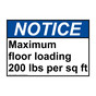 ANSI NOTICE Maximum floor loading 200 lbs per sq ft Sign ANE-26863