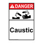 Portrait ANSI DANGER Caustic Sign with Symbol ADEP-1575