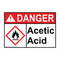 ANSI DANGER Acetic Acid Sign with GHS Symbol ADE-37248